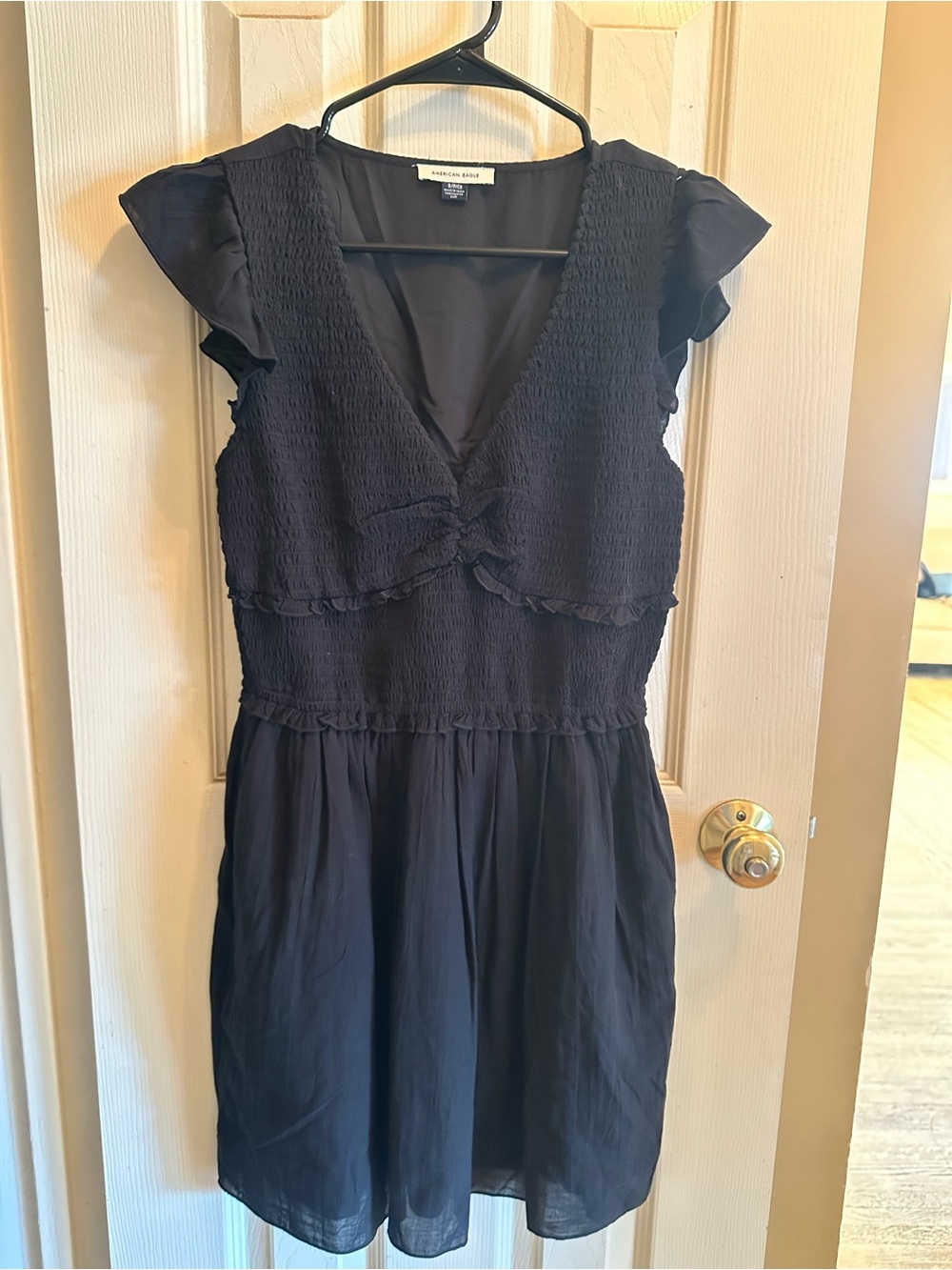American Eagle Outfitters Black Mini Dress with V-Neck